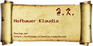 Hofbauer Klaudia névjegykártya